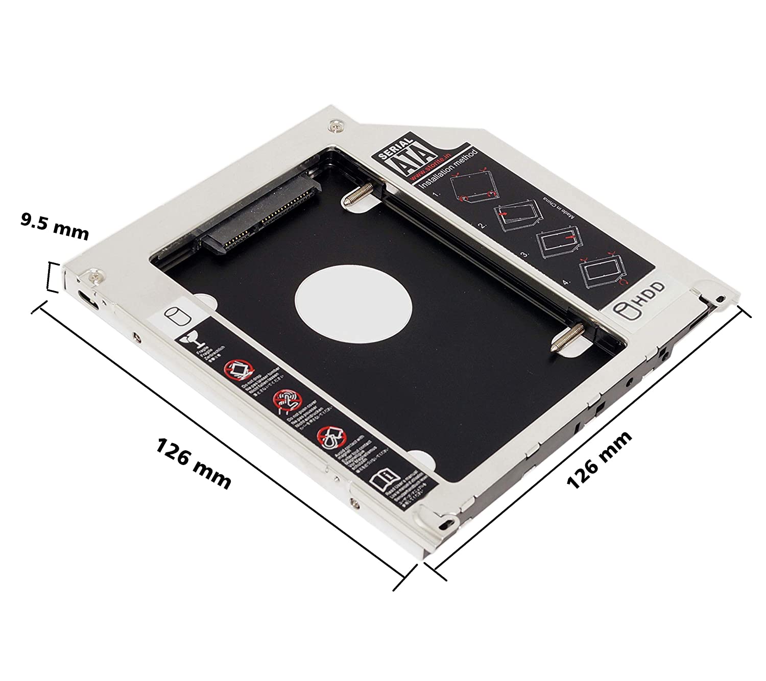 Optical Bay 2nd Hard Drive Caddy for ssd, Universal for 9.5mm CD/DVD Drive Slot (for SSD and HDD)