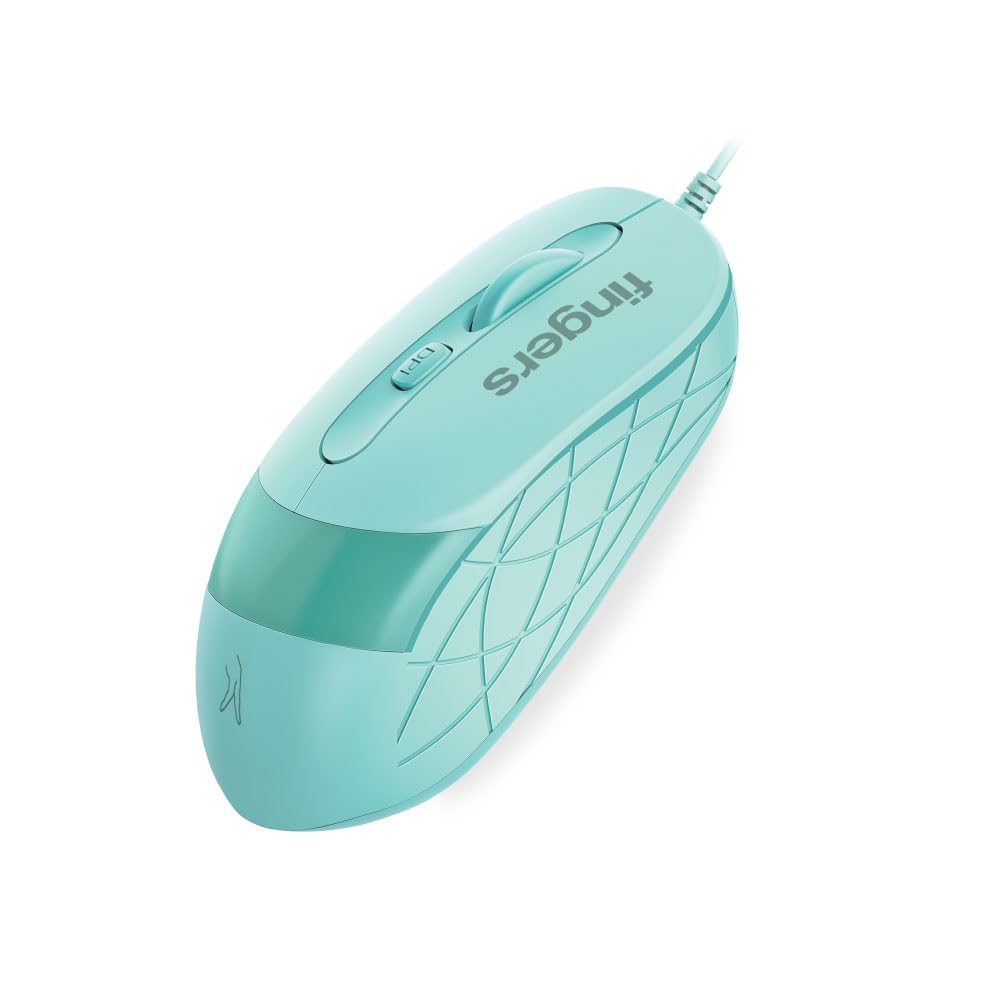 FINGERS SuperHit Wired Mouse with Advanced Optical Technology (Lightweight | Trendy Dual-Tone Design | Works Well with Windows®, macOS, Linux) Sea Blue/Blush Pink